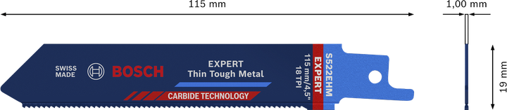 BoschEXPERT 薄而坚韧的金属 S 522 EHM 硬质合金往复锯片。